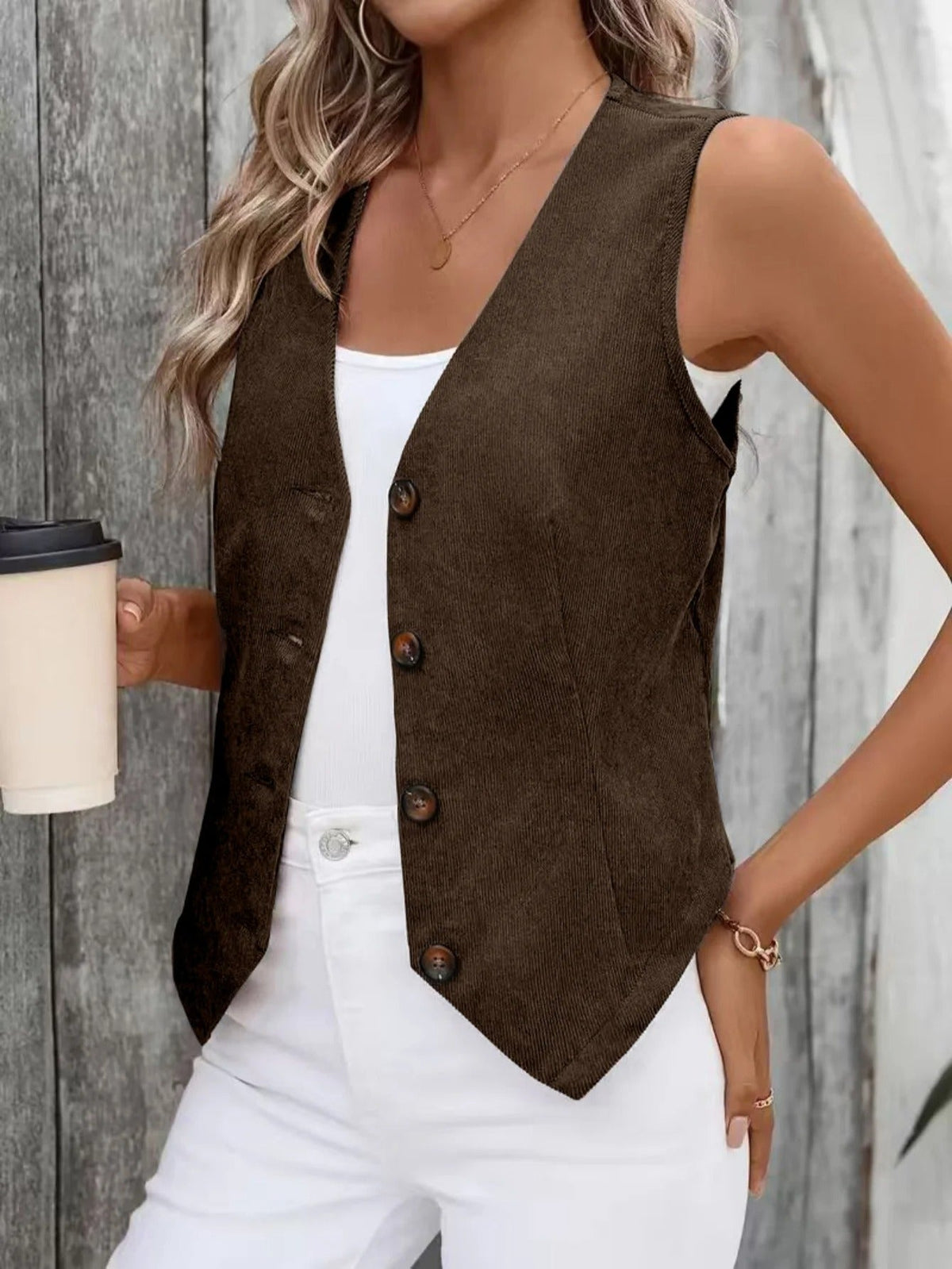 Ethel | Fitted Corduroy Vest