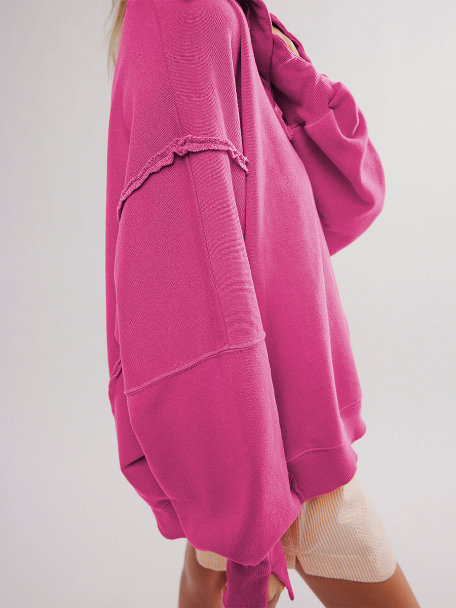 Reese | Raw-Edge Henley Sweatshirt