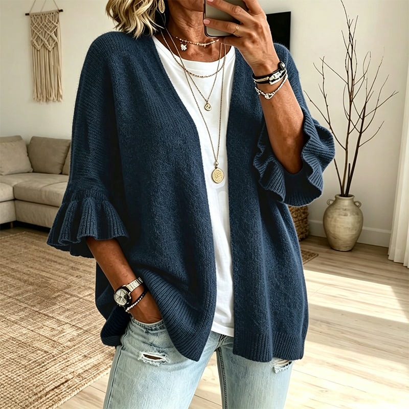 Piper | Ruffle-Sleeve Knit Cardigan
