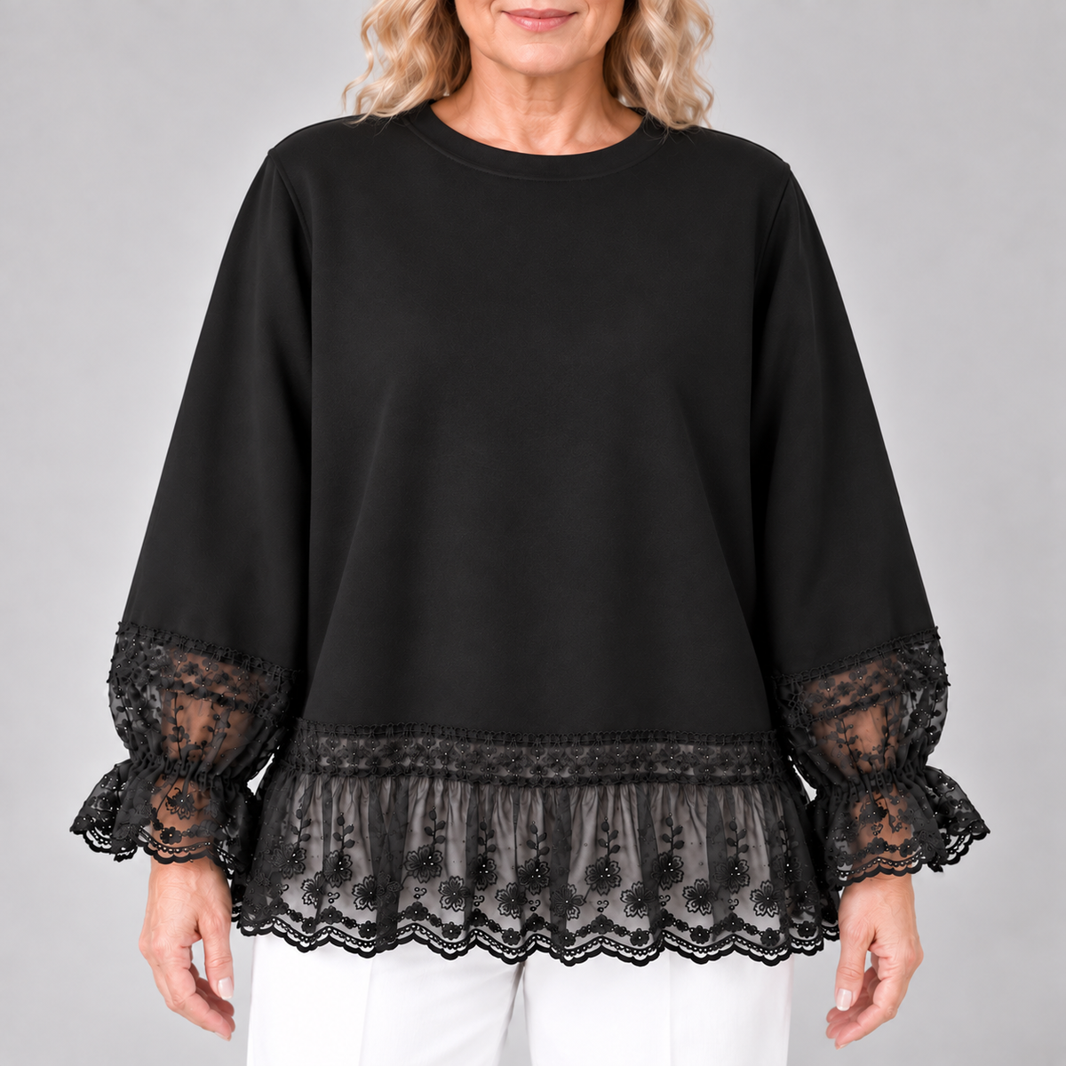 Gloria | Lace-Panel Sweatshirt