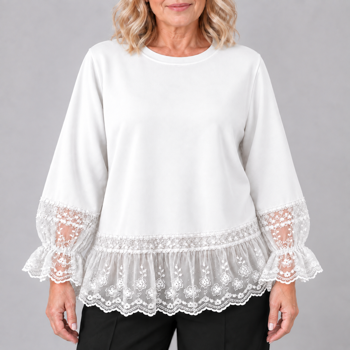 Gloria | Lace-Panel Sweatshirt