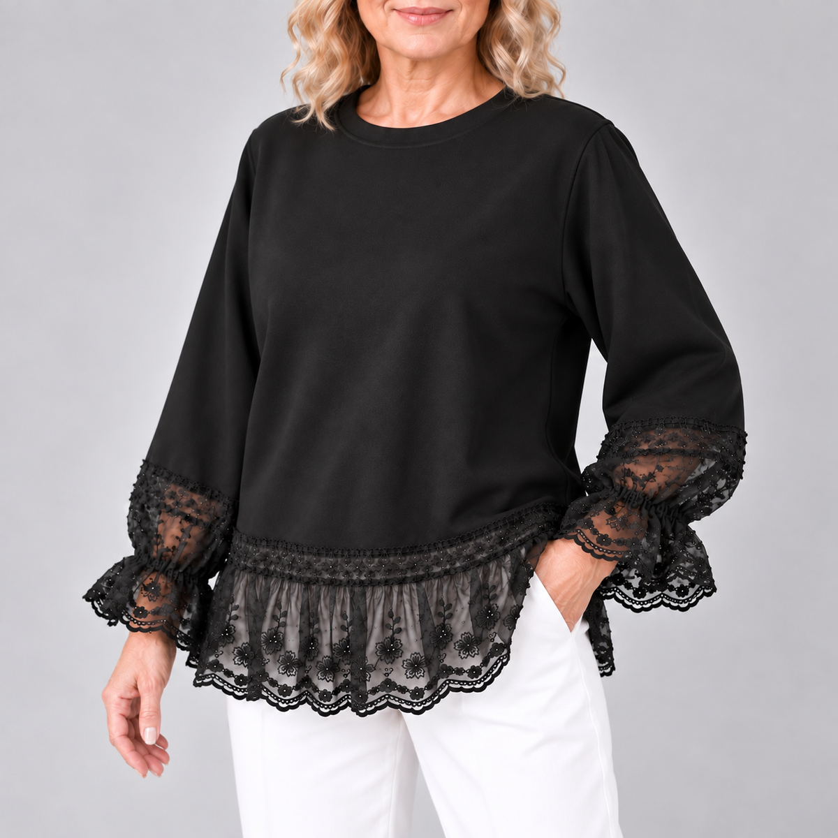 Gloria | Lace-Panel Sweatshirt