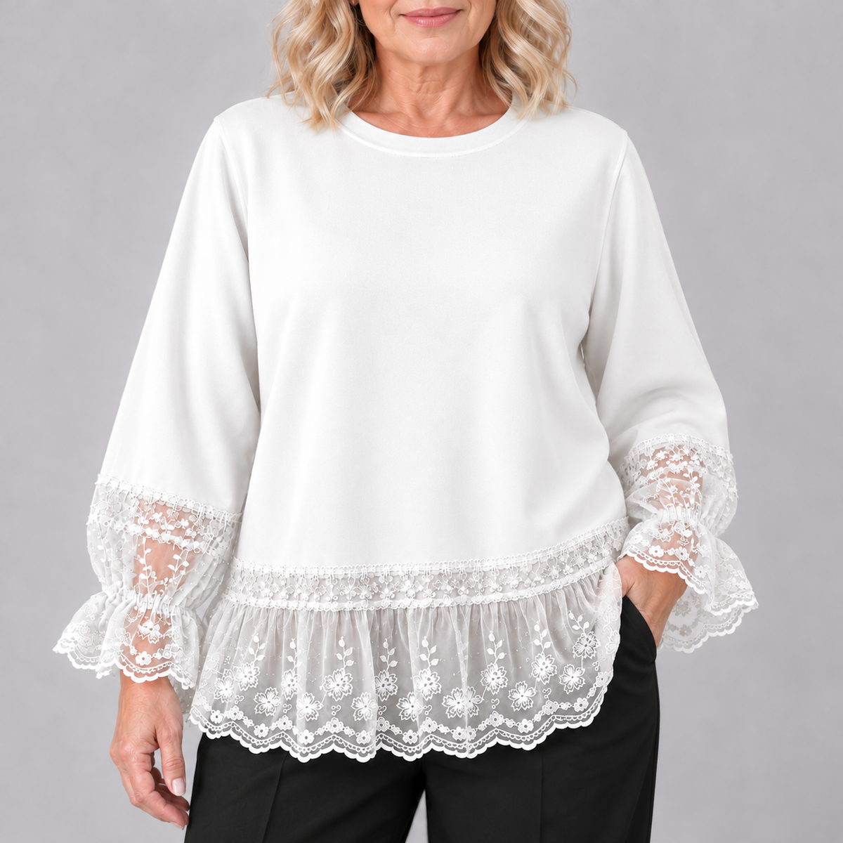 Gloria | Lace-Panel Sweatshirt