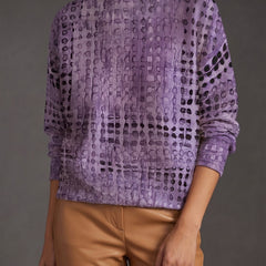 Adaline Lattice Turtleneck Sweater - Lavender